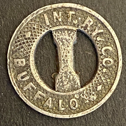 Int. RY. Co. Buffalo G/F One City Fare Transit Token 16mm (#2) w/ Wear