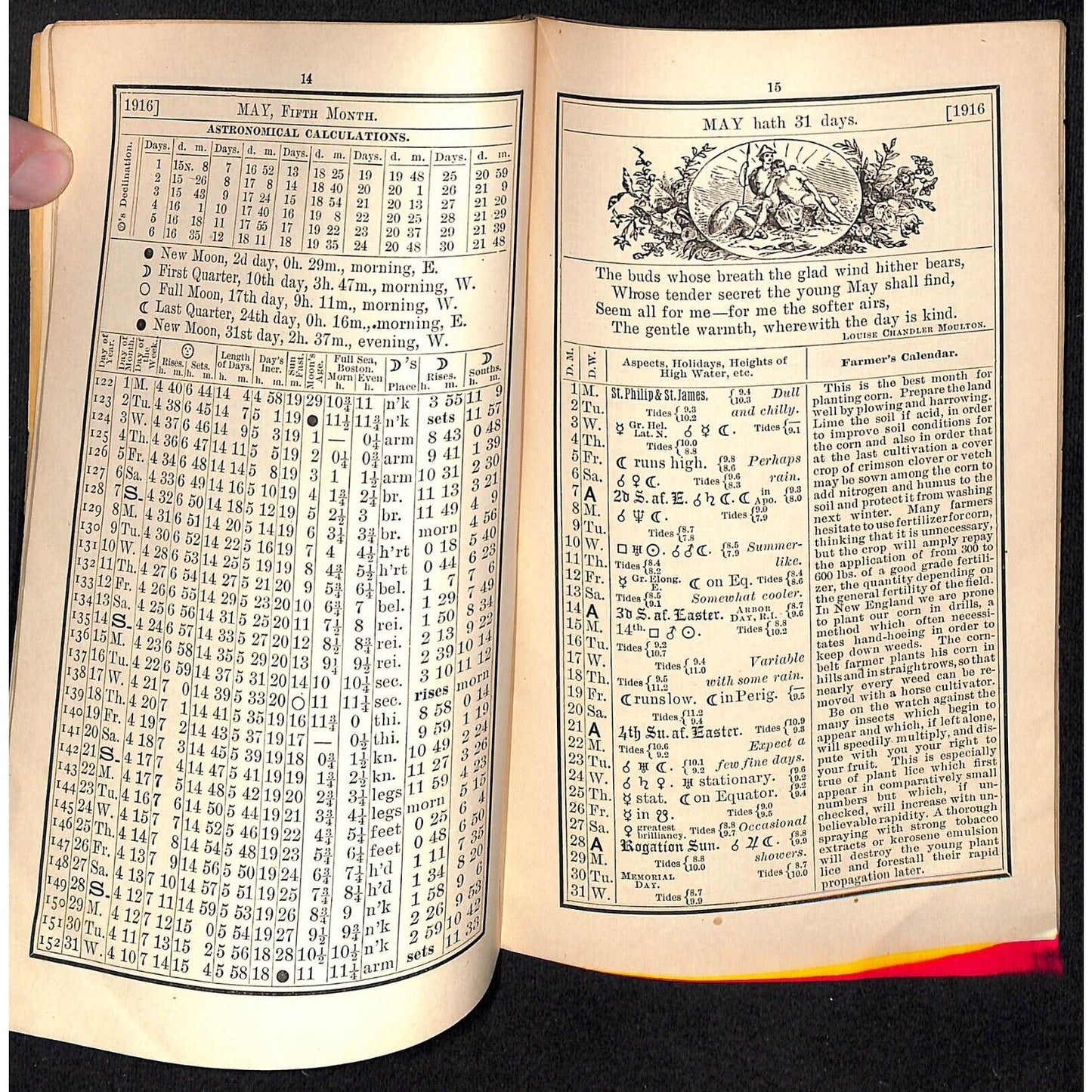 1916 Old Farmer's Almanac 48pp A.S. Peterson, Rockland, MA / Arm & Hammer Ad