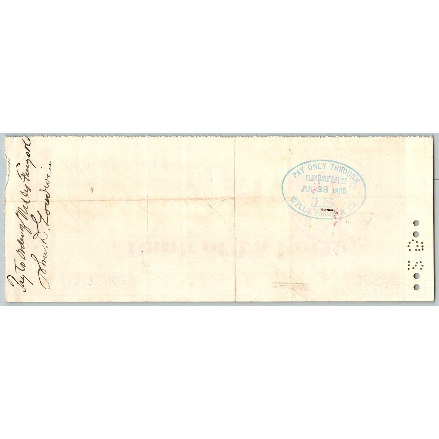 Bank of La Porte Check John D. Goodwin* (Judge ?) 1885 Mining Vignette #13891