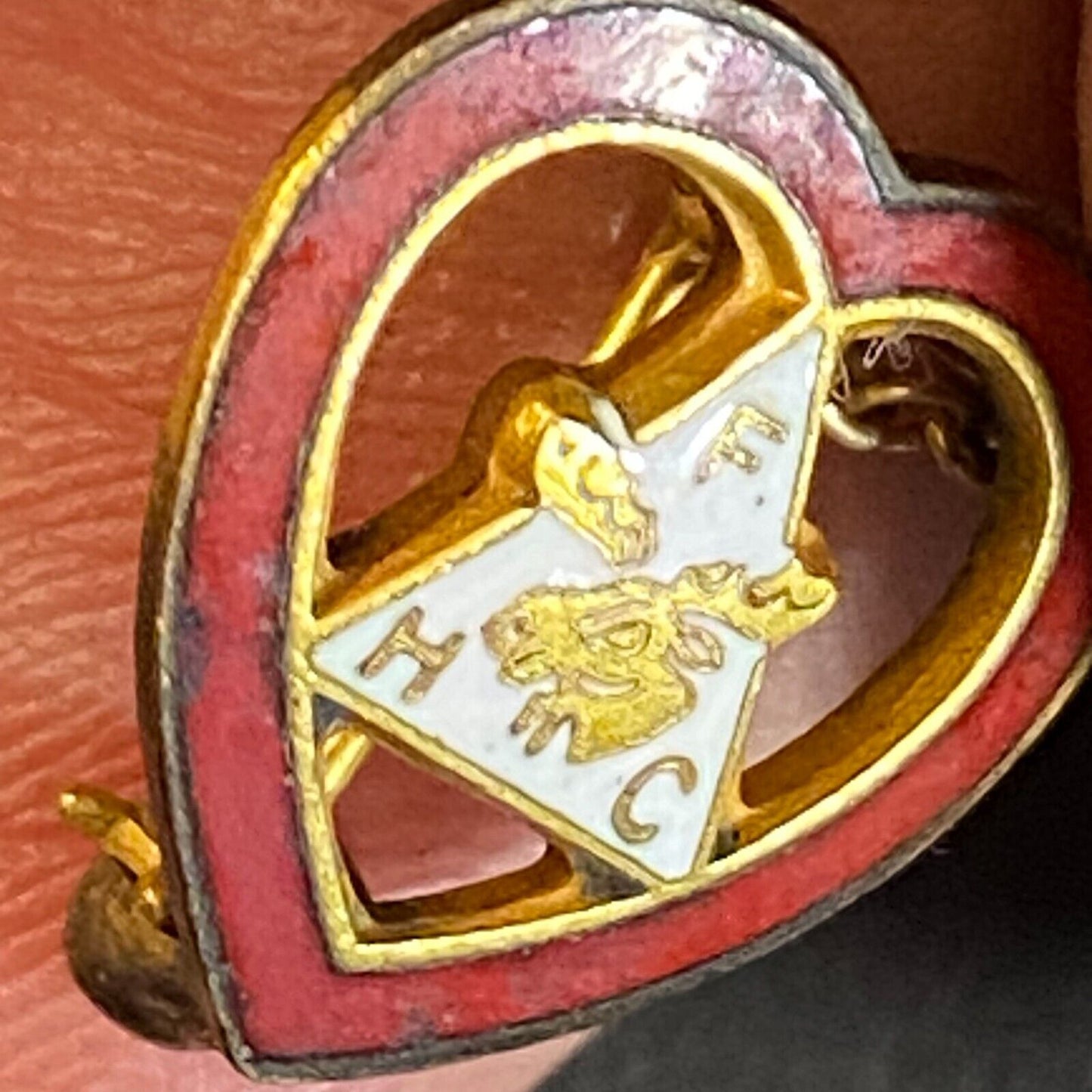 FHC WOTM Women Moose Heart Enameled Lapel Pin w/ Attached Shield Pin 14mm / 10mm