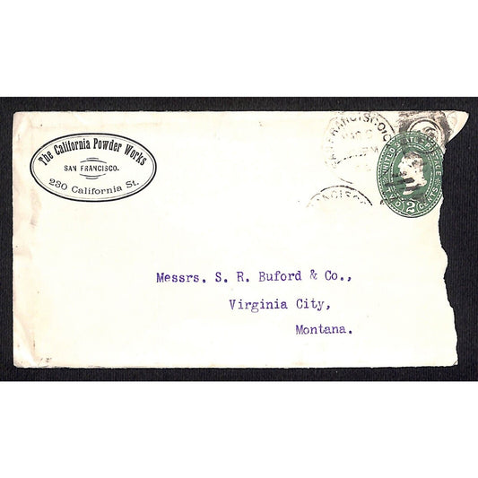 California Powder Works (Hercules) 3/6 1894 Cover S.R. Buford Virginia City, MT
