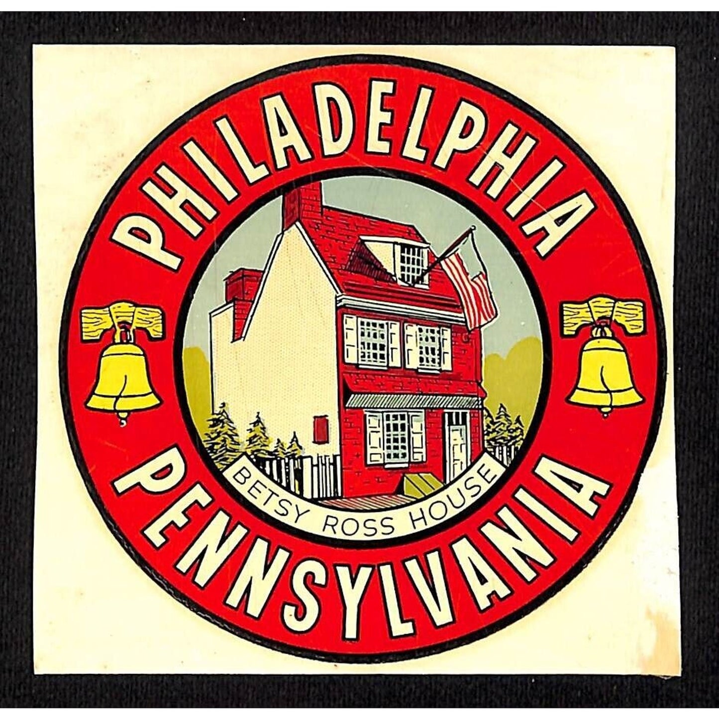 Betsy Ross House Philadelphia c1950's-60's Water Transfer Decal Goldfarb