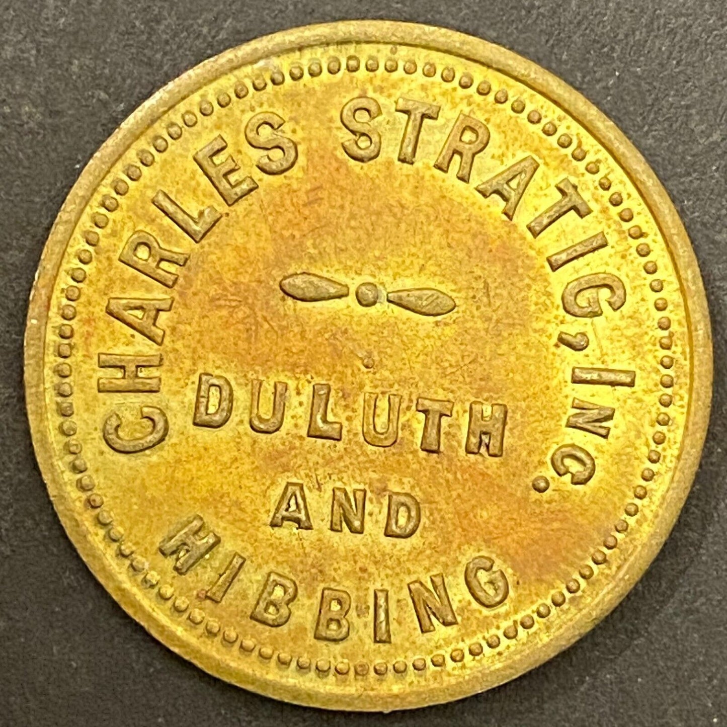 Charles Stratig Candy Store Duluth Hibbing c1921-30's G/F 25¢ Token 26mm (#2)