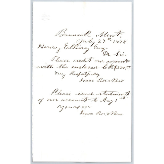 1874 Isaac Roe & Bros. Bannack, MT (Bankers) ALS to Henry Elling* re: Payment
