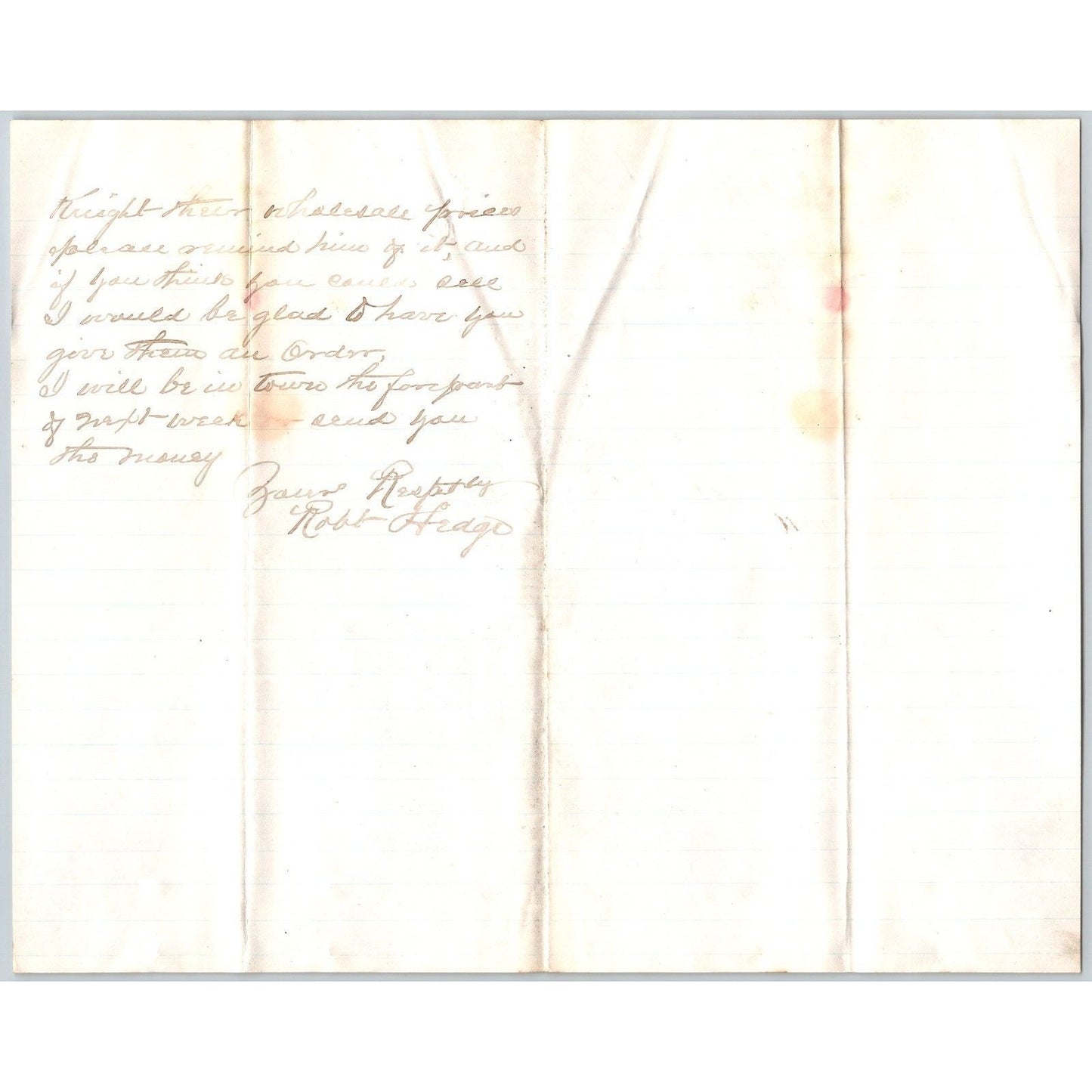 1881 ALS from Robt. Hedge Meadow Creek, MT to Henry Elling* ..Hardware Store.