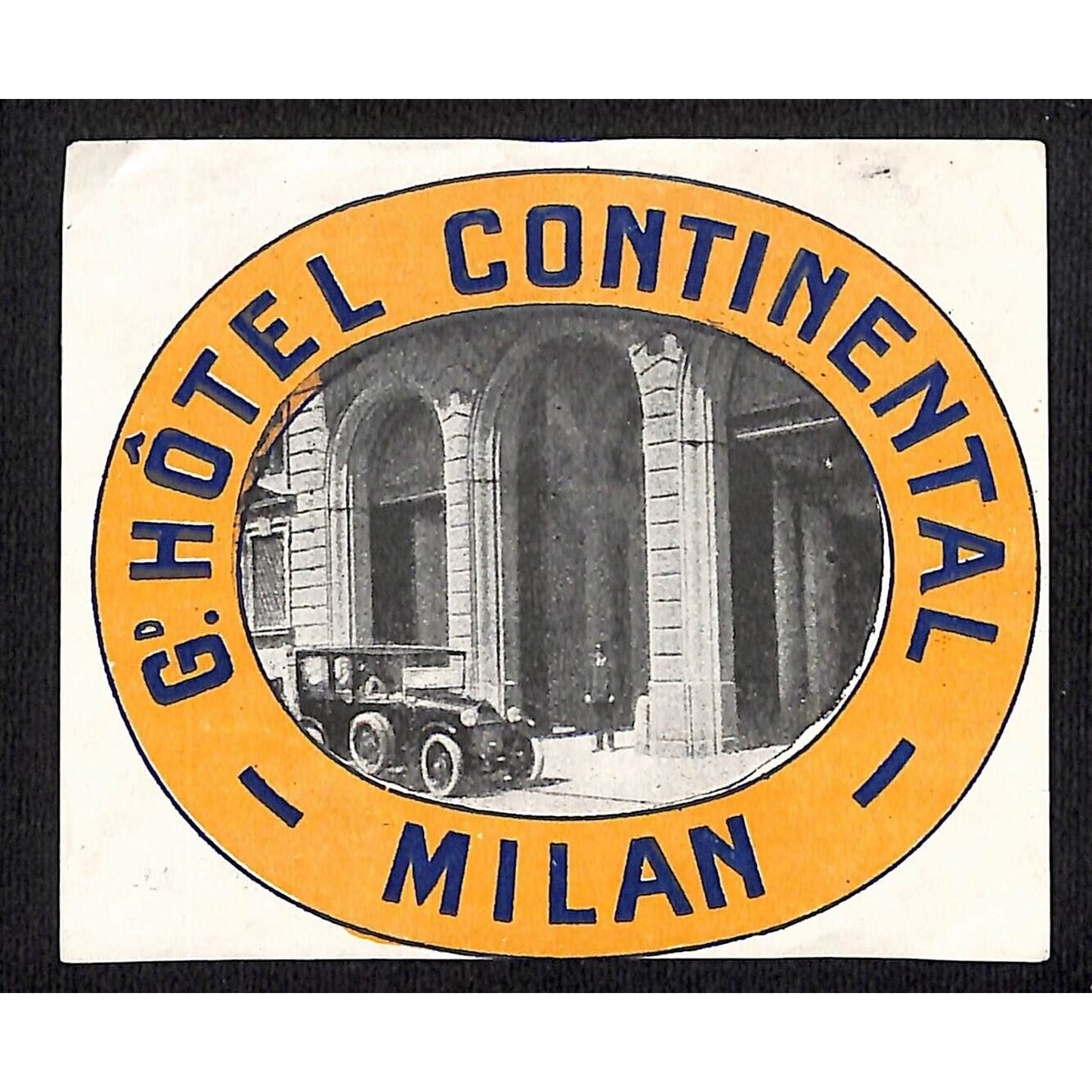 Grand Hotel Continental Milan Luggage Label Original c1920's Real Photo - Scarce