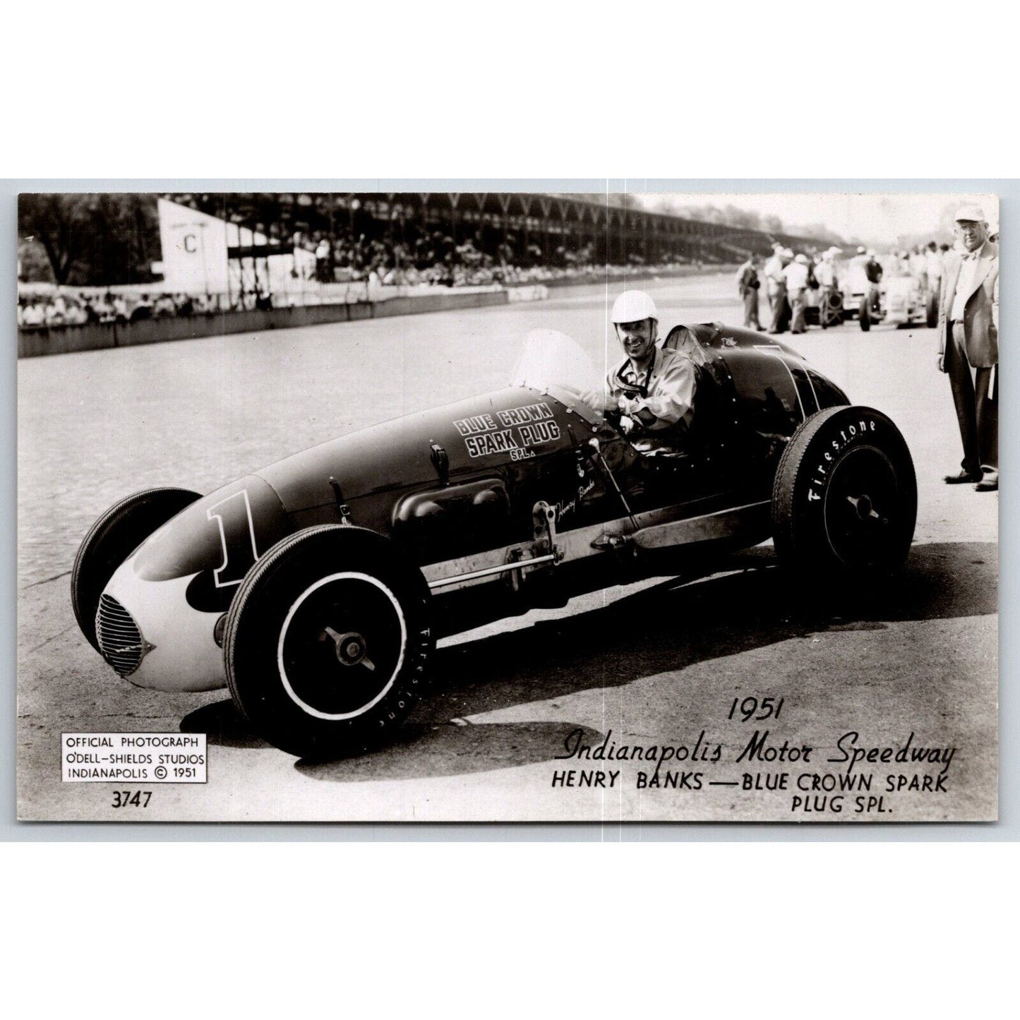 Indianapolis Motor Speedway 1951 Henry Banks RPPC* O'Dell-Shields Postcard VGC