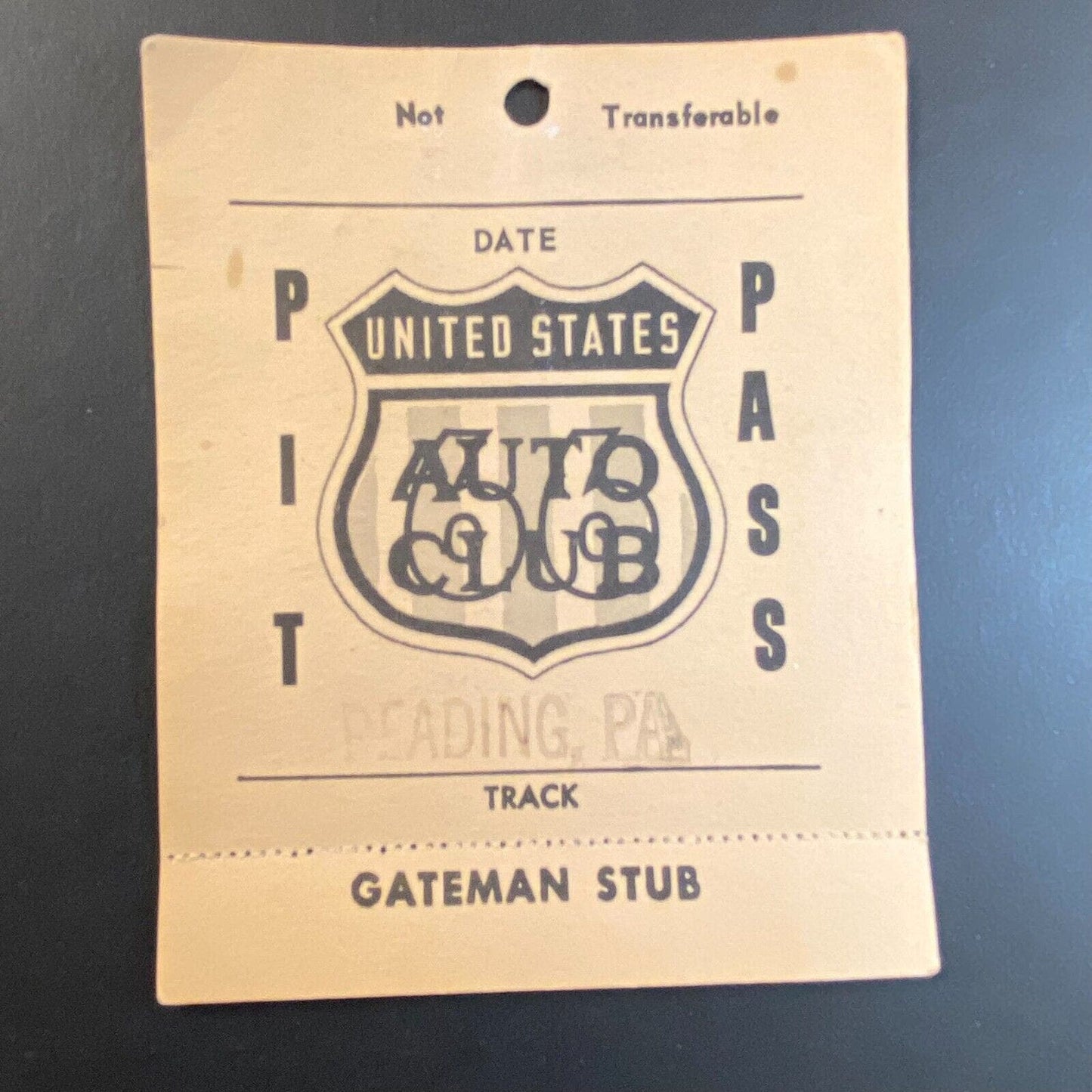 1966 Reading, PA USAC Pit Pass w/ Gateman Stub