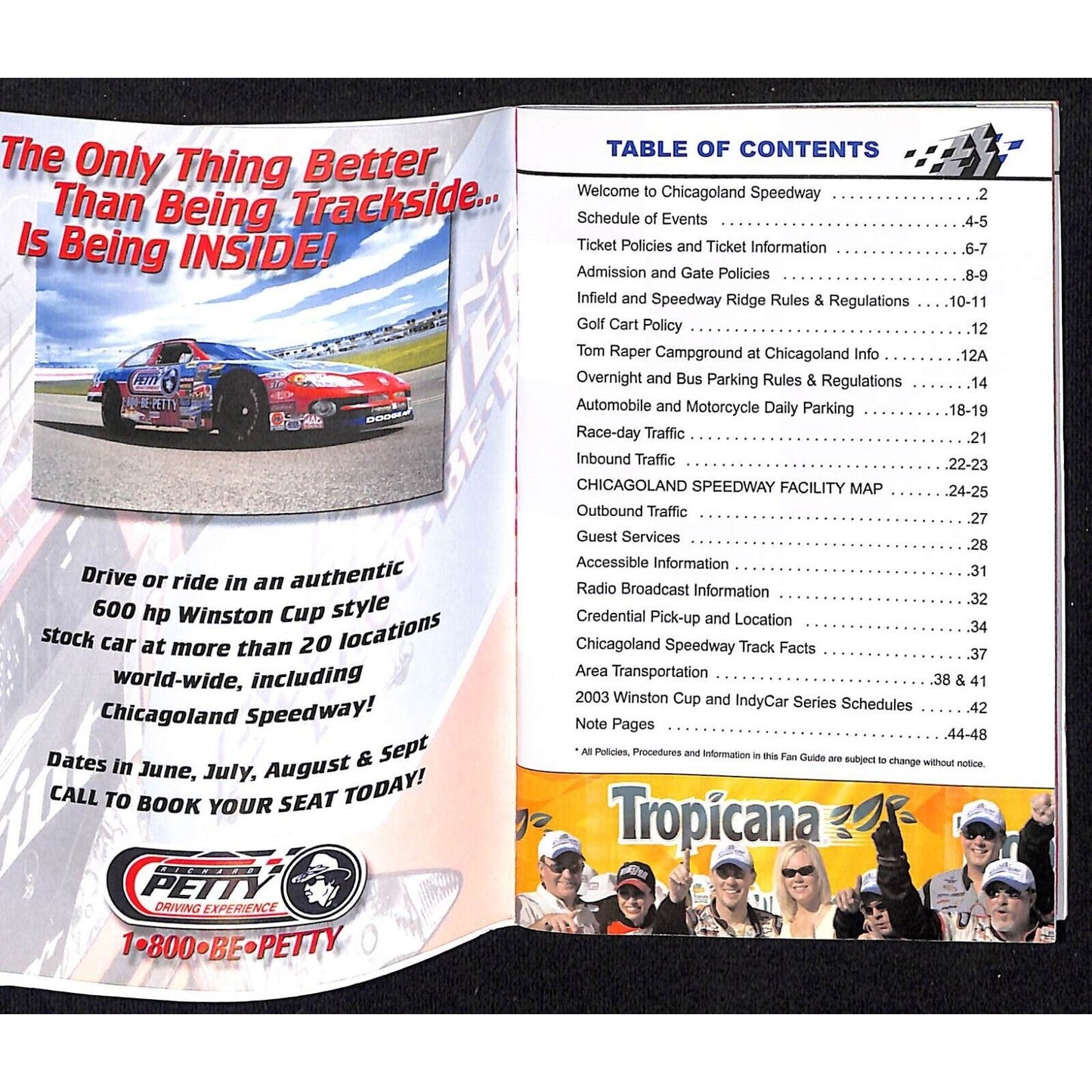 2003 Chicagoland Speedway IRL / ARCA Weekend Guest Services Guide 16pp VGC NOS