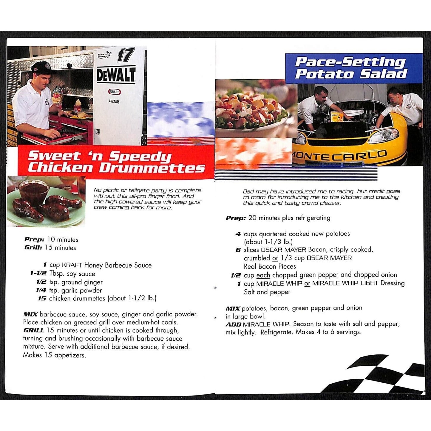 1999 Kraft Racing "Checkered Flag Cafe" Matt Kenseth's Mom Recipes 8pp VGC NOS