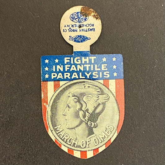 March of Dimes "Fight Infantile Paralysis" Steel Fold Over Pin Mercury Dime (#4)