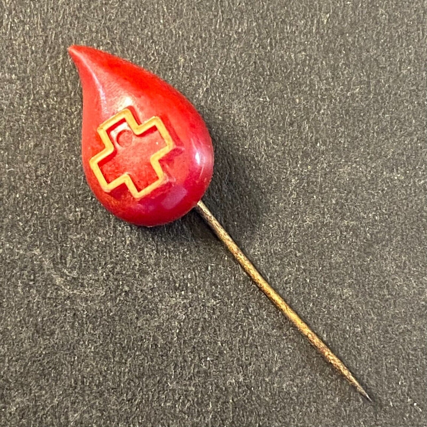 Red Cross "Blood Drop" Plastic? Donor Stick Lapel Hat Pin (10mm x 1 3mm Drop)