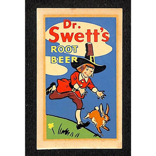 Dr. Swett's Root Beer Vitachrome Water Transfer Decal Pilgrim Rabbit c1940's-50s
