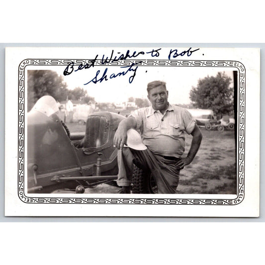 "Shanty" (Fitzgerald?) Auto Racing Candid Photo c1940 Signed 3 1/4" x 5"