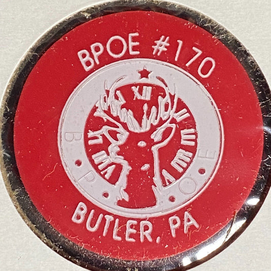 Butler, PA BPOE Elks Post 170 Plastic Drink Token Good For "Well or Domestic"