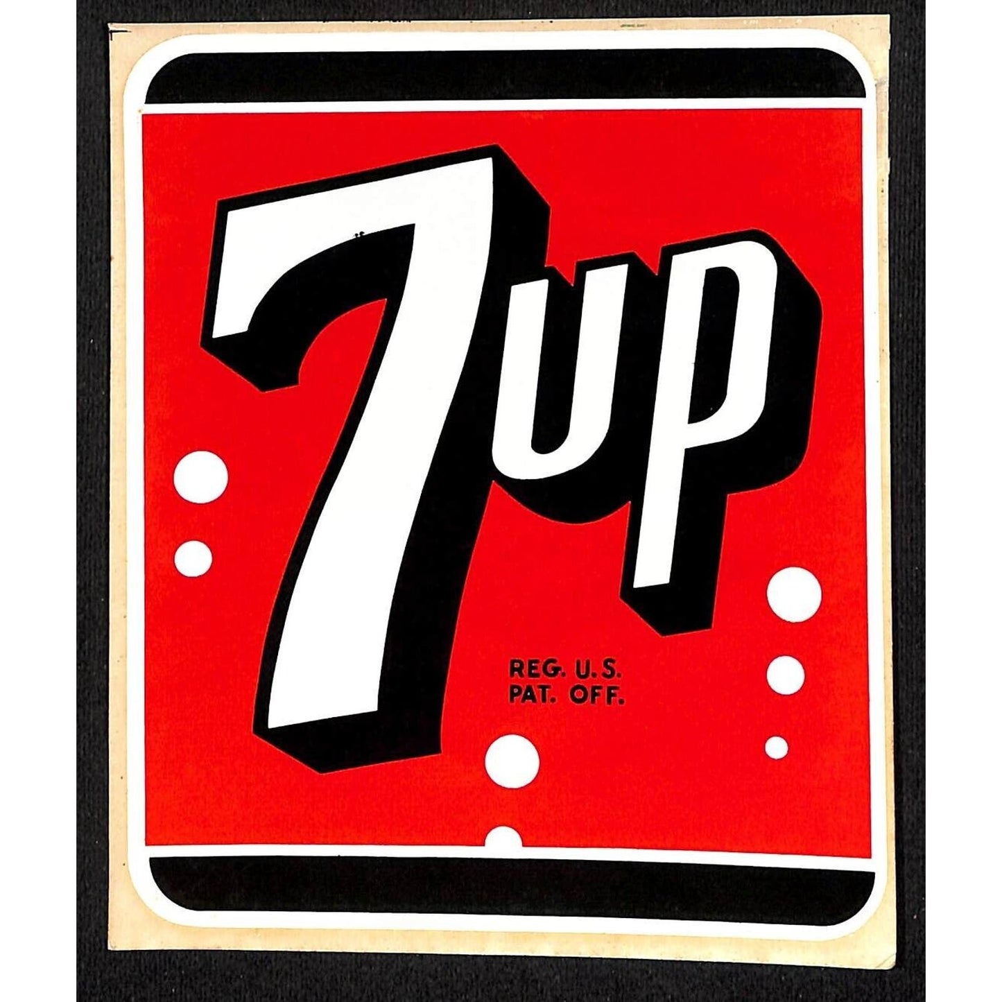 7-Up Durochrome Water Slide Off Decal c1950 5" x 6" VGC Scarce