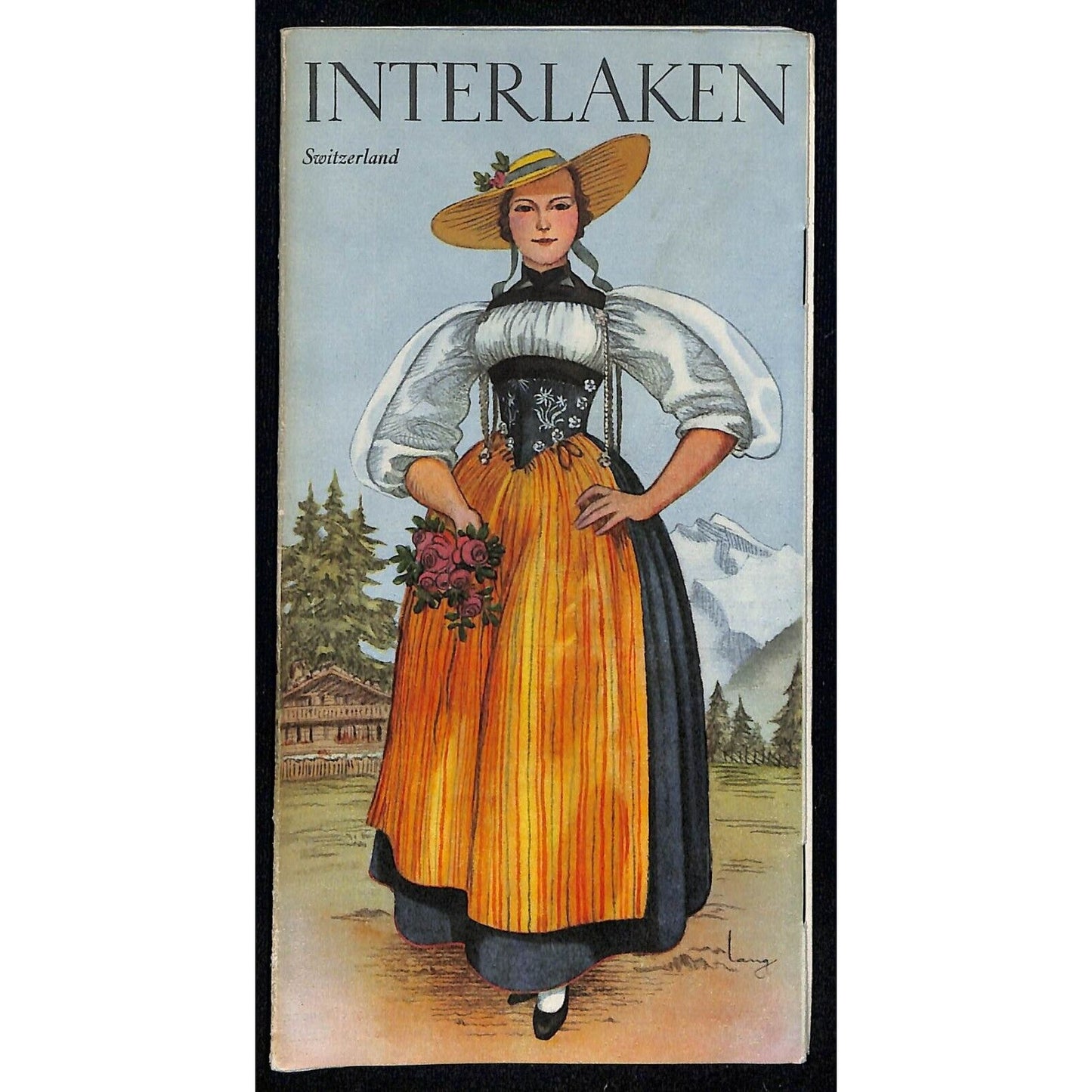 Interlaken Switzerland Tourist Guide Brochure w/ Fold-Out Map 1938 VGC