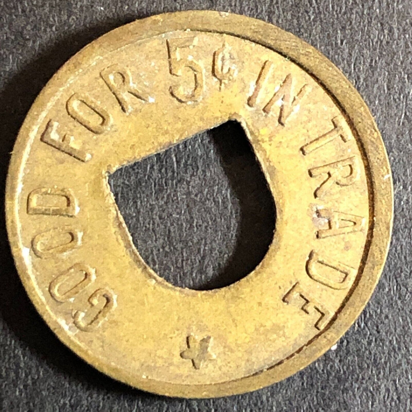 Geo. Dugan Woodland (CA Cigars Billiards) G/F 5c 21mm Trade Token c1920s Brass