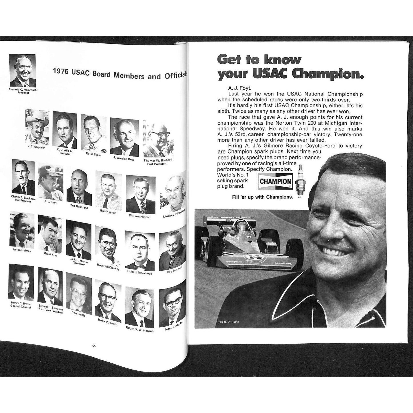 1975 USAC Indianapolis 500 Yearbook United States Auto Club VGC 129pp 13oz