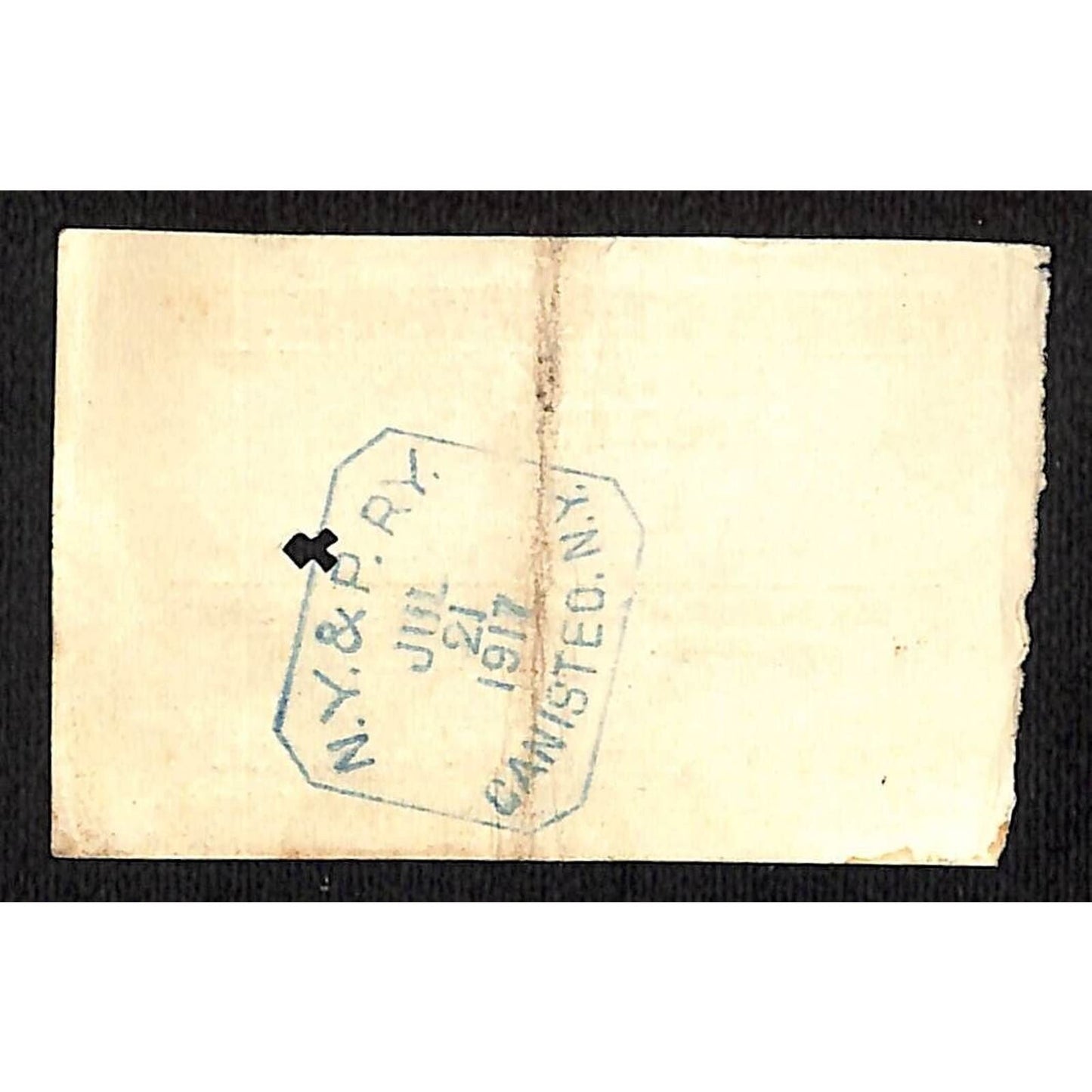 New York & Pennsylvania Railroad RY July 21 1917 Greenwood 1/2 Fare Ticket #5243