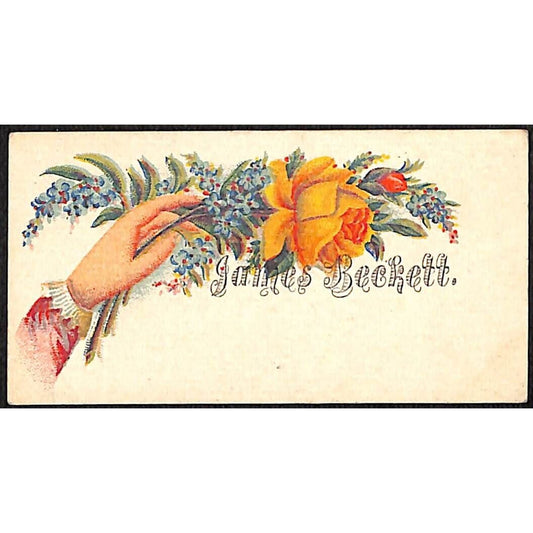 "James Beckett" Victorian Calling Greeting Card - Floral Rose Woman's Hand