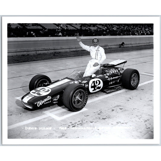 Denis Hulme #42 1968 Indianapolis Motor Speedway 8" x 10" Photo IMS Stamp VGC