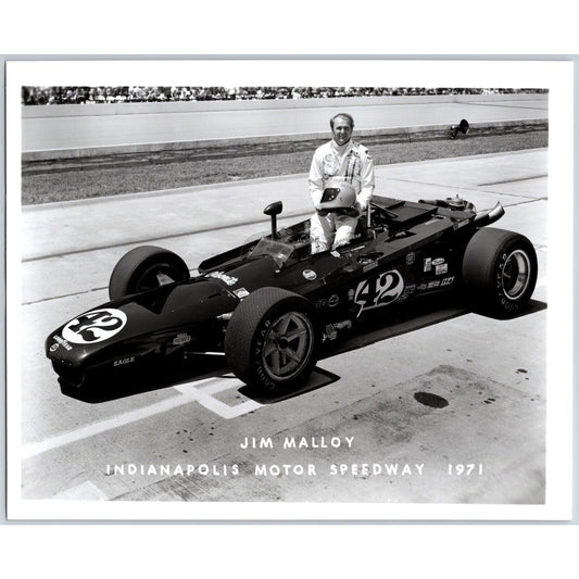 Jim Malloy #42 1971 Indianapolis Motor Speedway 8" x 10" Photo IMS Stamp VGC