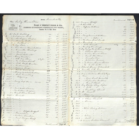 c1844 Jabez Knowlton* Newburgh, ME Henry Poor & Co. Dry Goods Boston Billhead