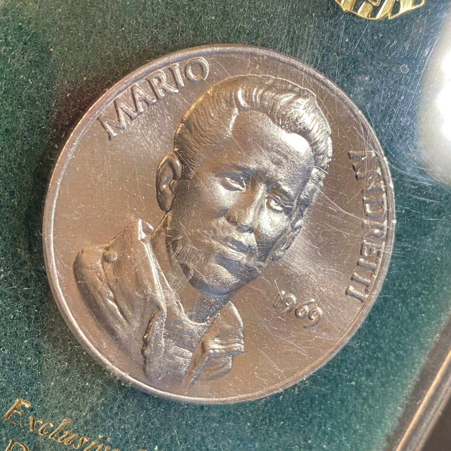 Mario Andretti 1969 Indy 500 Winner USAC Adams Mint Medallion 38m w/ Case VGC