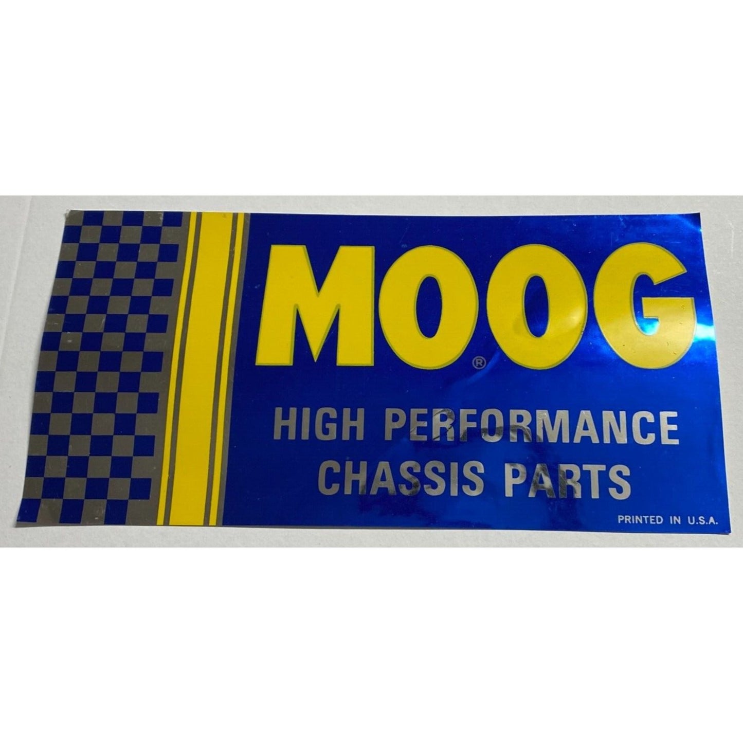 Moog High Performance Chassis Original Sticker Blue Yellow & Mylar c1980's