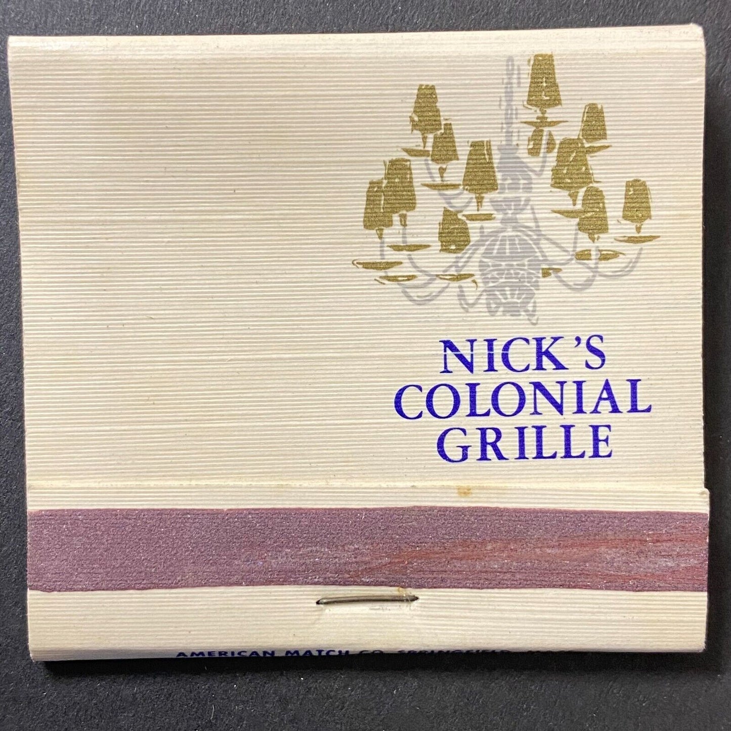 Nick's Colonial Grille Worcester, MA Full Matchbook Mike Coris VGC c1960's -74