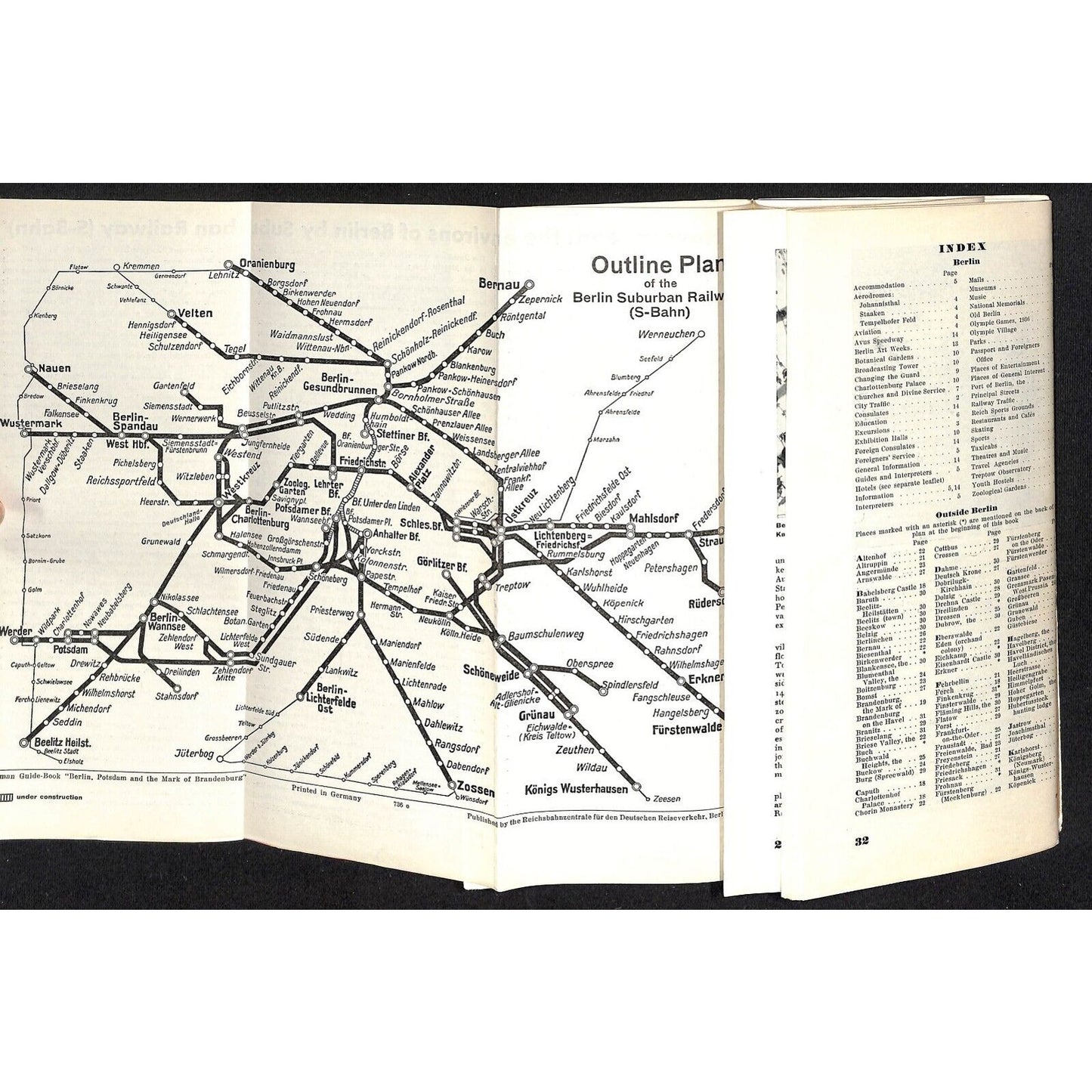 1930's Germany Berlin, Potsdam Travel Brochure 32pp w/ 15" x 17" FO Map