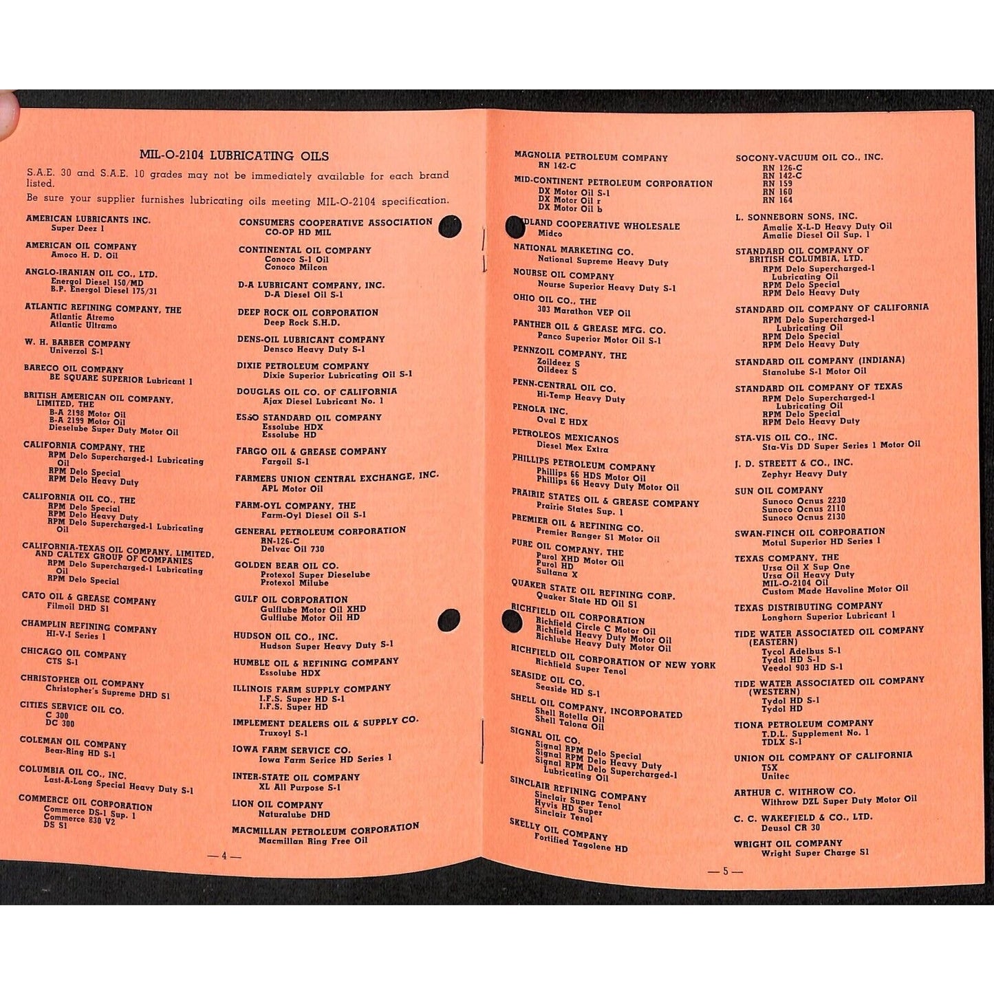 Lubricating Oils for Caterpillar Diesel Engines 1950 Guide / Dealer Booklet 7pp