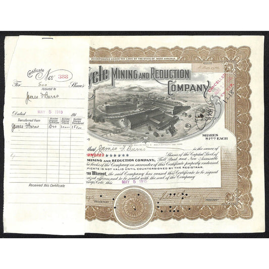 Golden Cycle Mining 1915 Stock Certificate w/ James F. Burns Sig. #388