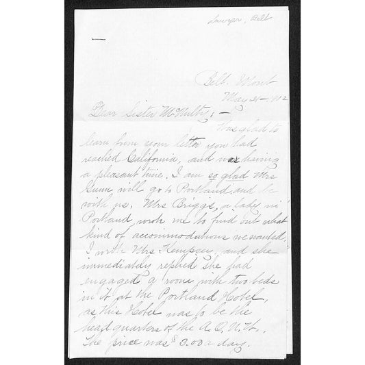 1912 3pp ALS to Sister from Belt, MT re: Hotel Stay, Sick Husband & Traveling VG