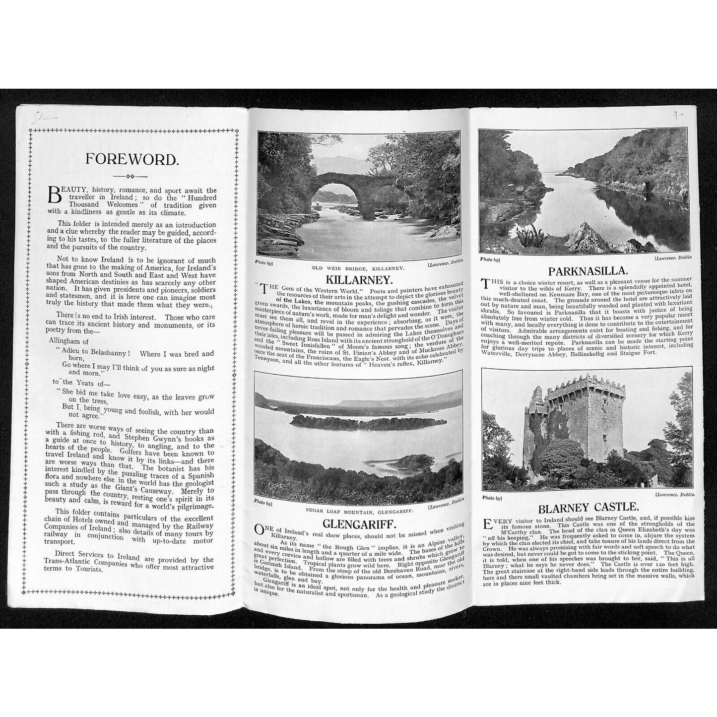 1932 Routes to Ireland 19" x 26" Single Sheet Travel Brochure w/ Map Scarce