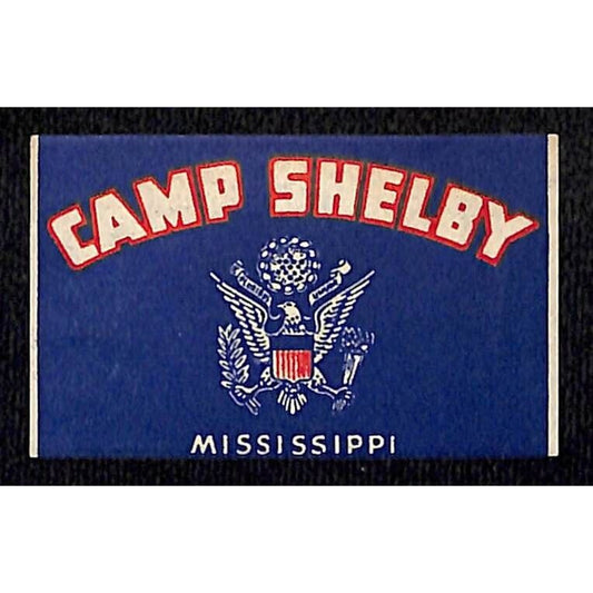 Camp Shelby Mississippi WWII Matchbox Label Cut* VGC U.S. Seal
