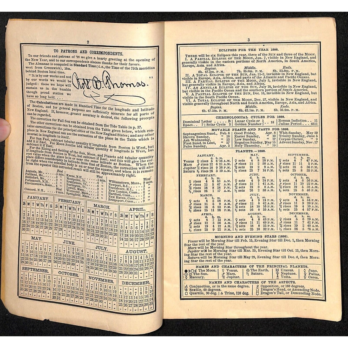 1898 Old Farmer's Almanac 48pp* w/ Early Coca Cola "Brain and Nerve Drink" Ad