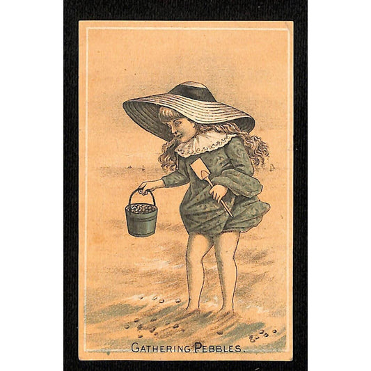 Centennial American Tea Co. New Haven, CT Victorian Trade Card - Girl at Beach