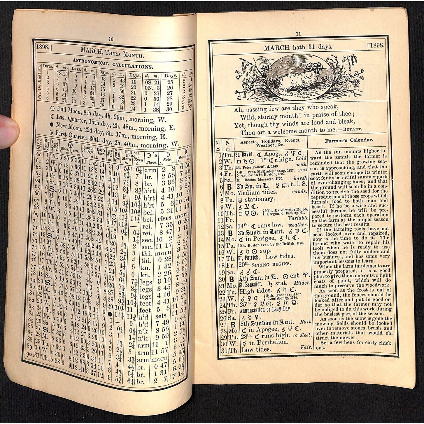 1898 Old Farmer's Almanac 48pp* w/ Early Coca Cola "Brain and Nerve Drink" Ad