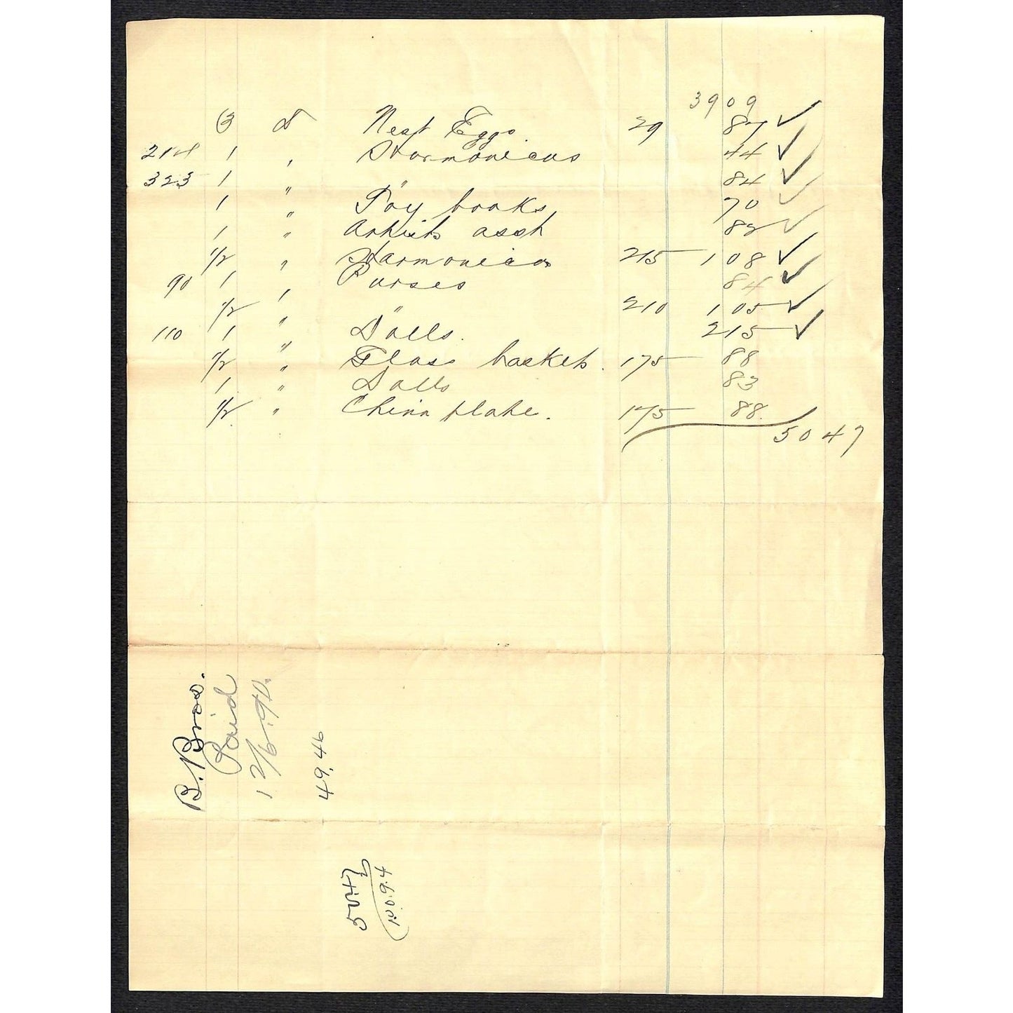 Butler Brothers Broadway NYC "American Bargain House" Dept. Store 1890 Billhead