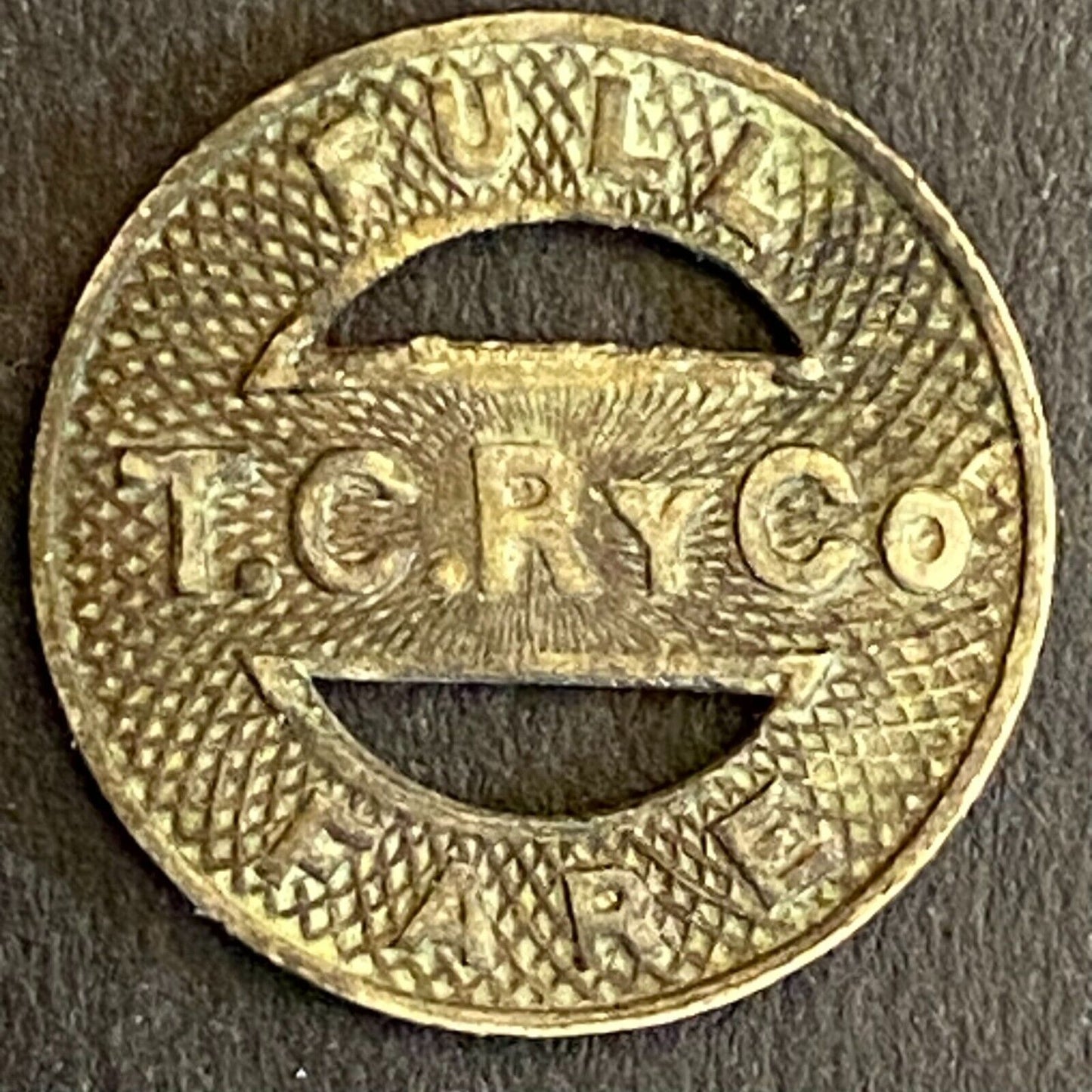 T.C. Ry Co (Rock Island, IL) Full Fare Bus Transit Token 16mm