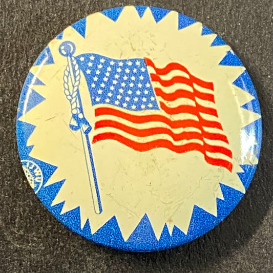 American Flag Vintage Patriotic Litho Pinback 3/4" Green Duck Co.