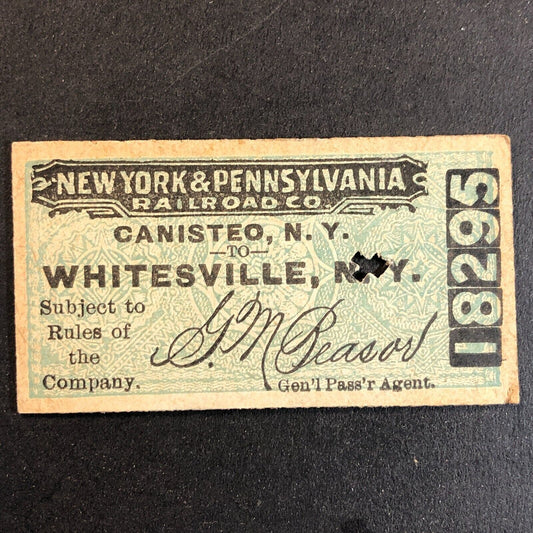 New York & Pennsylvania Railroad July 28 1917 Whitesville, NY Ticket #18295
