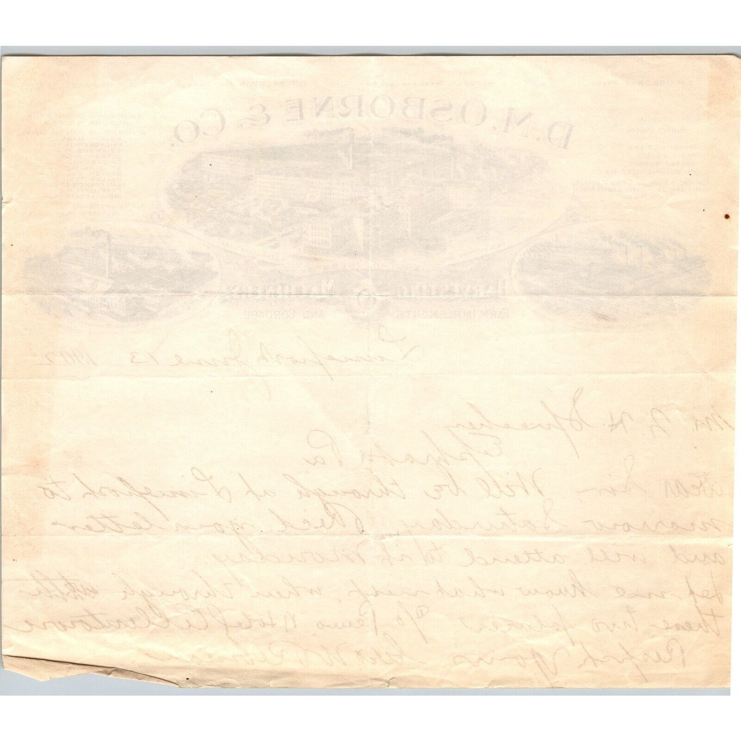 D.M. Osborne & Co. (IH*) Harvesting Machinery 1902 ALS Letterhead Vignettes