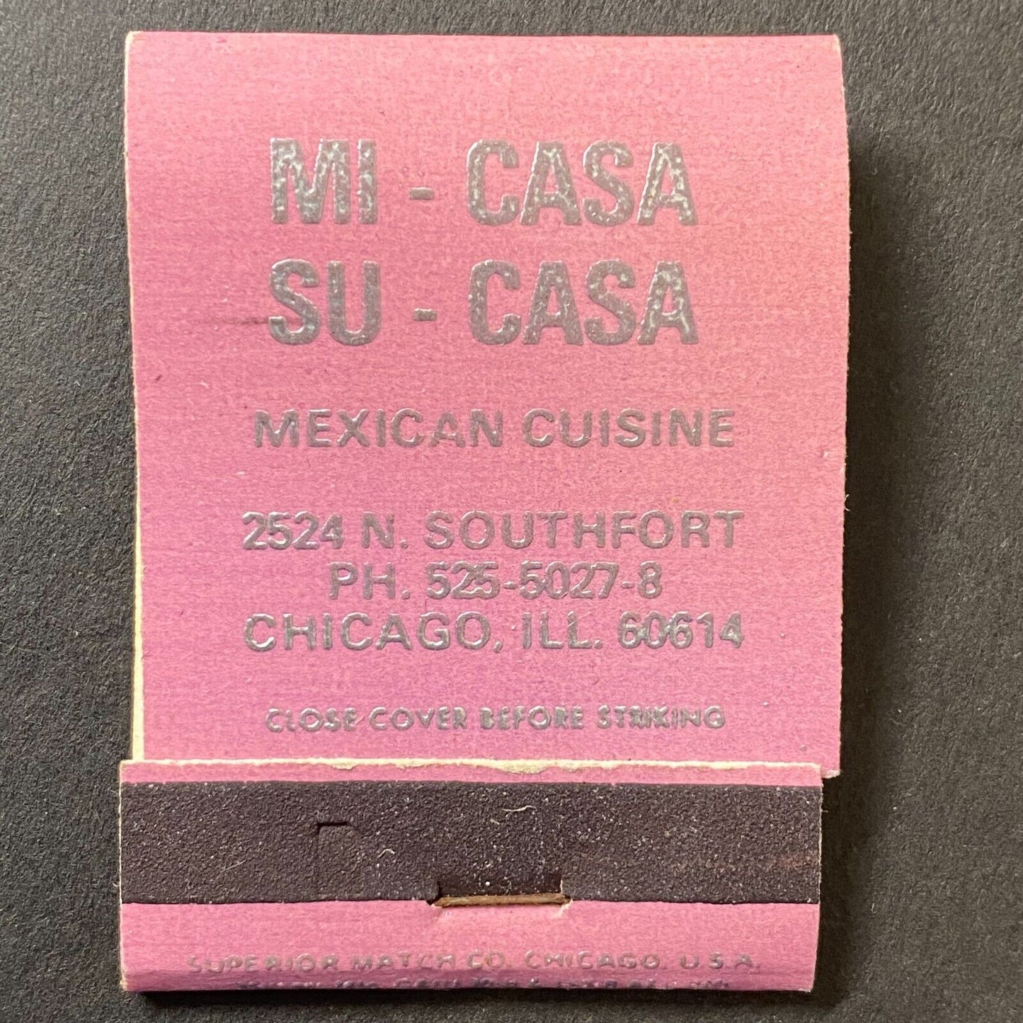 Mi-Casa Su-Casa Mexican Restaurant Near Full (-1) Matchbook c1965-74 Scarce