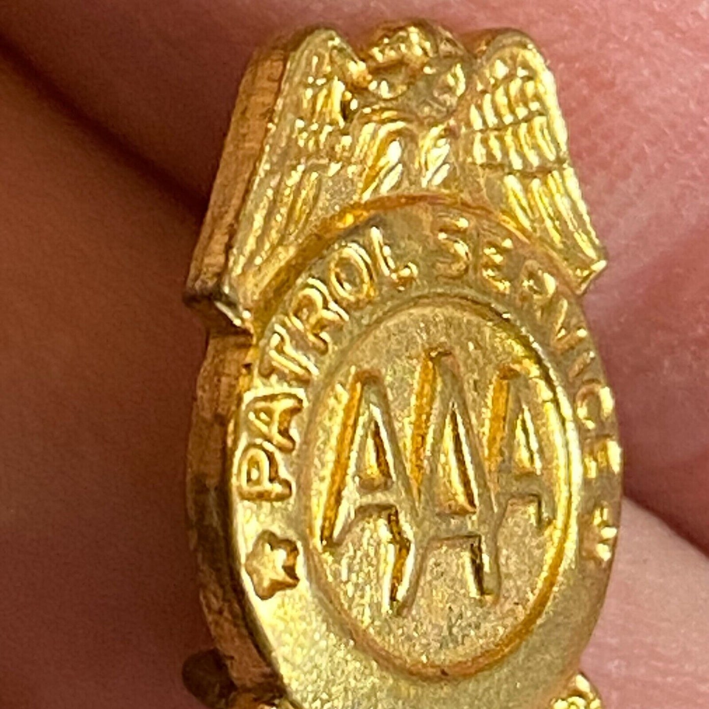AAA Patrol Service Gold Colored Award Lapel Pin c1950's 17mm