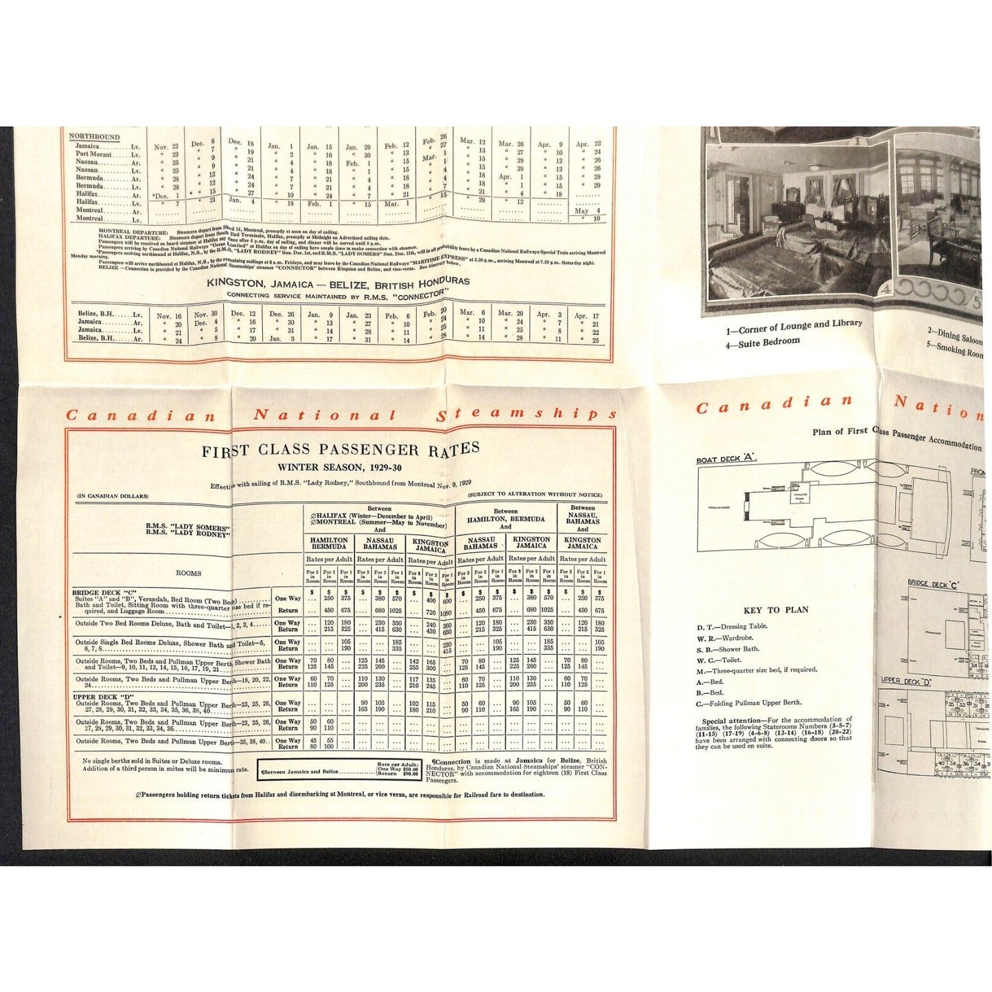 Canadian National Steamships British West Indies Brochure 1929 17" x 23" VGC