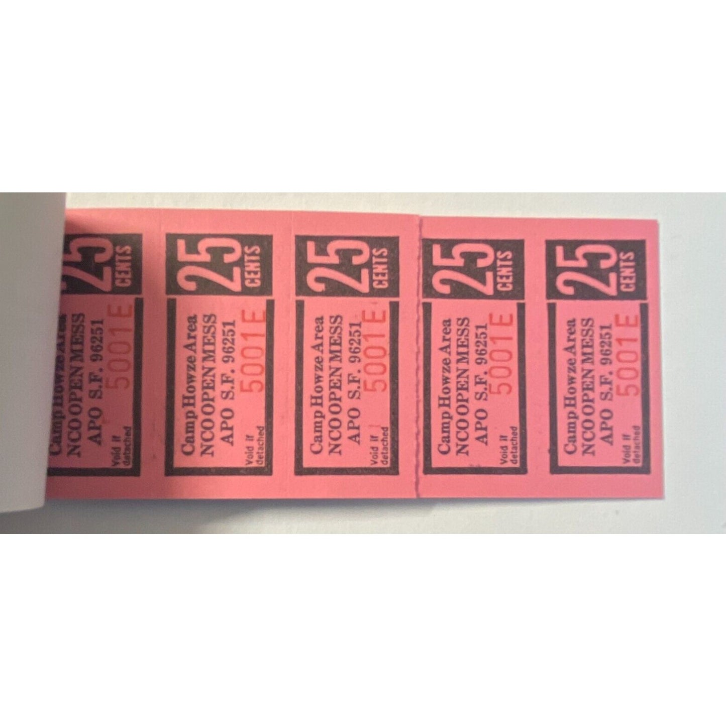 Korea Camp Area Howze NCO Open Mess Partial $5 Coupon Booklet Not Canceled VGC