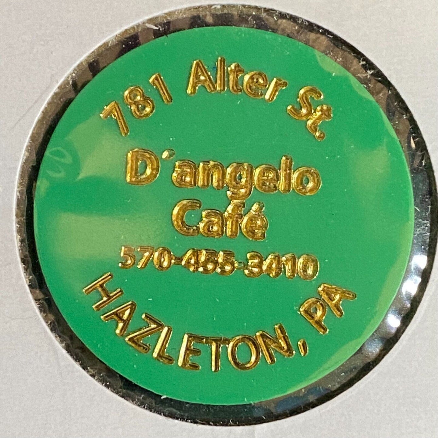 Hazelton, PA D'Angelo Cafe c1998-2000's Plastic "75c" Token